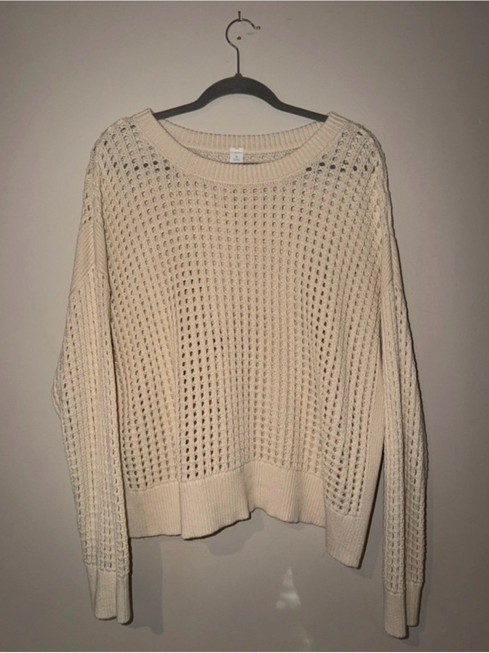 Old Navy Cream Open-Weave Crewneck Sweater